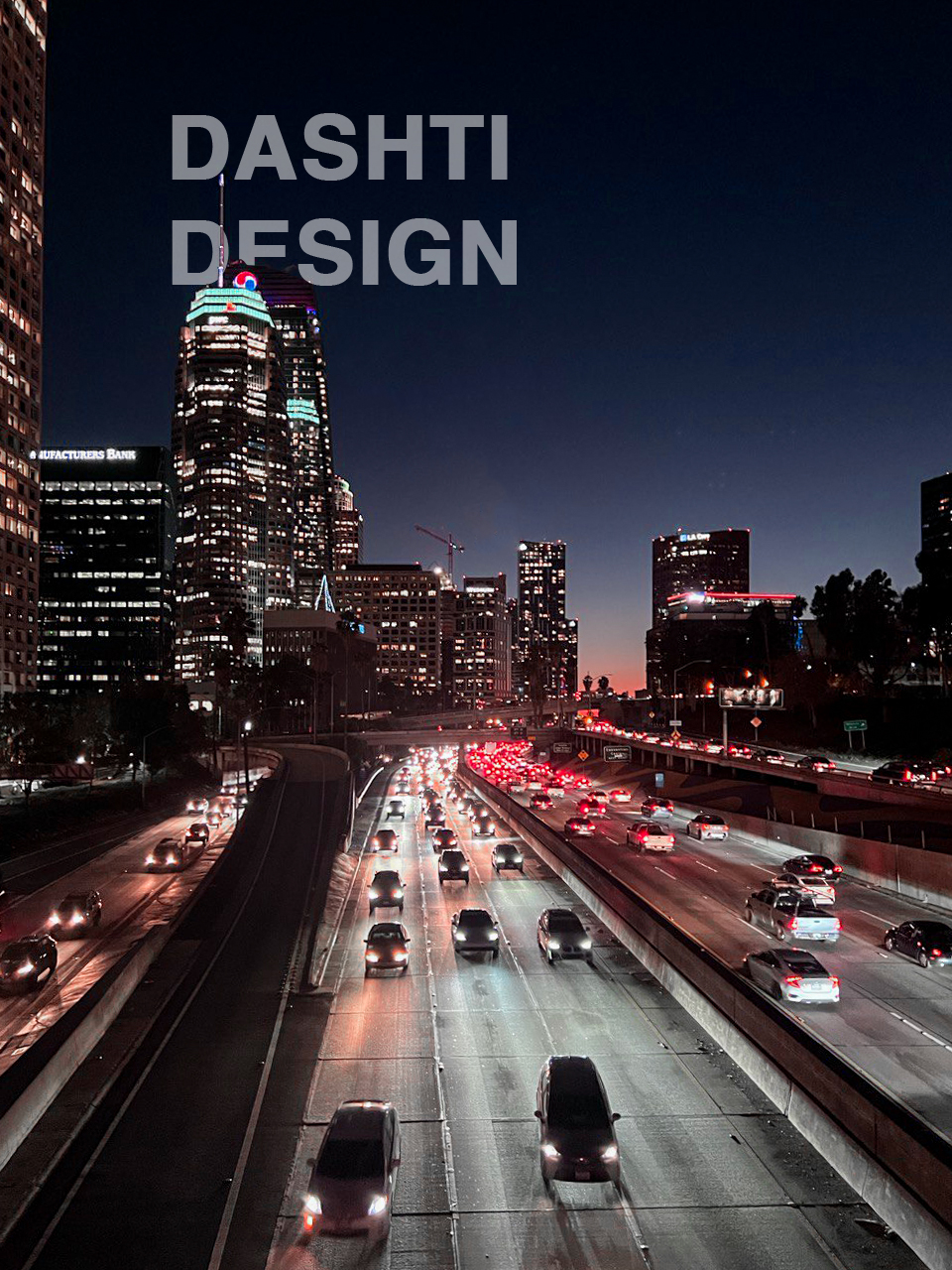 Downtown Los Angeles skyline at dusk — long exposure by Ali Dashti, 2021